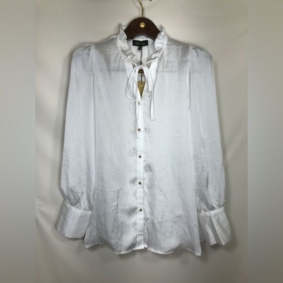 Melissa Paige Women's Long Sleeve White Button Down Blouse Small - Picture 1 of 6